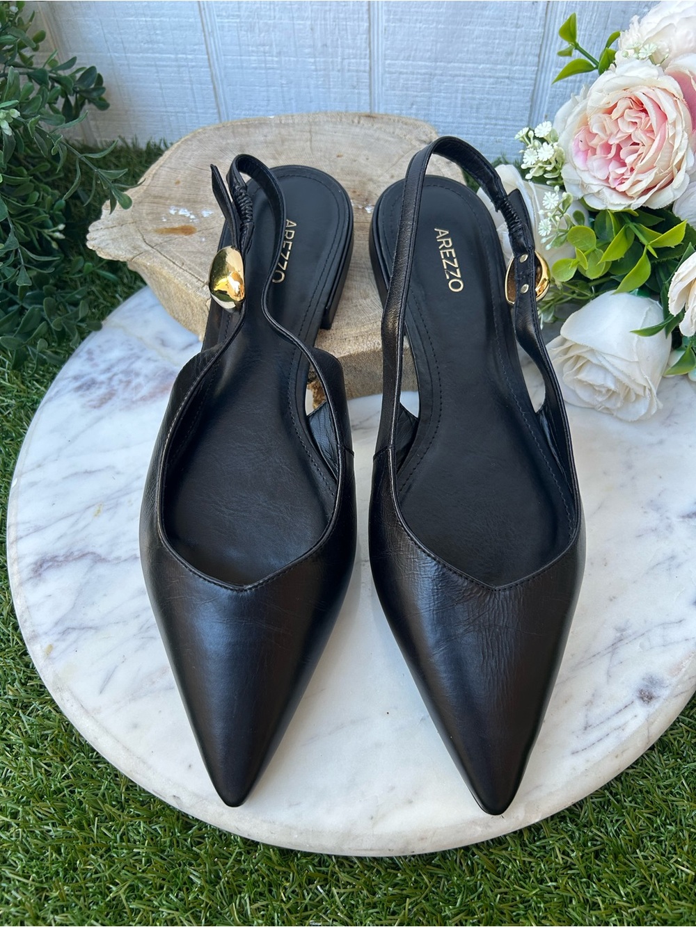 Arezzo Farrah Ballet Leather Flat in Black women size 8 gently used - Picture 6 of 16